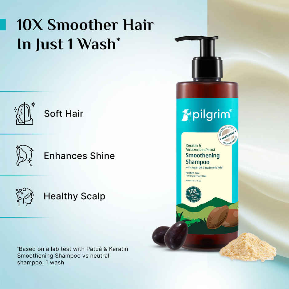 Pilgrim Keratin & Amazonian Patua Smoothening Shampoo for Smooth, Frizzy & Shinier Hair
