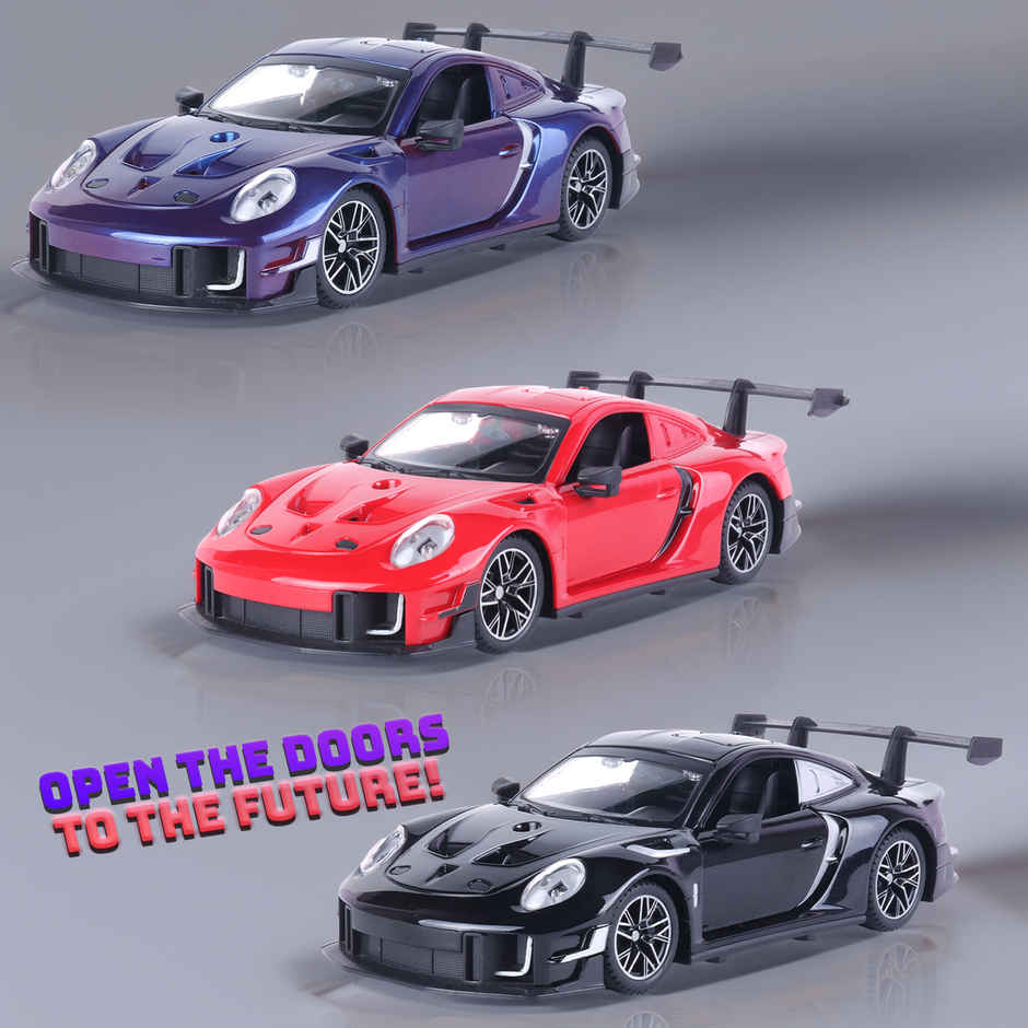Race n Roll RC Door Opening Car | 1200mAh | 100+ft Range | Drift | Por Twin Blue