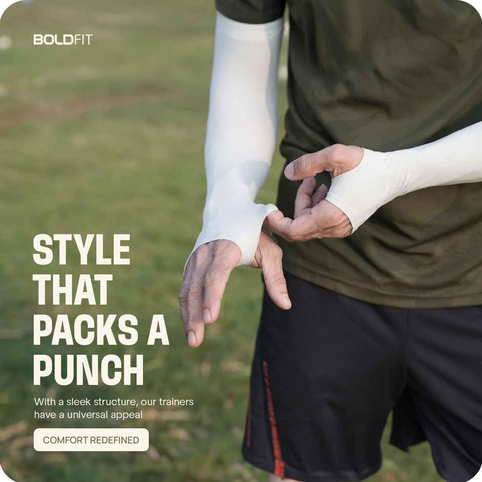 Boldfit Arm Sleeves For Men & Women Uv Protection Hand Sleeves With Thumb- Gray