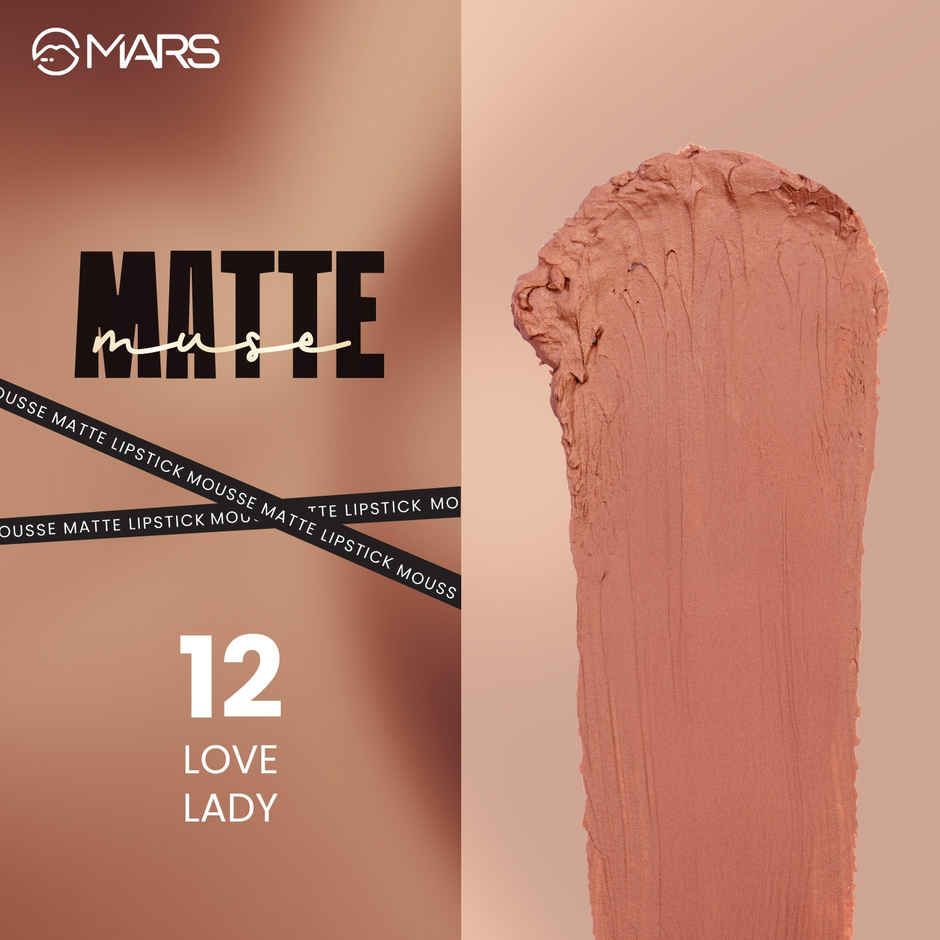 MARS Cosmetics Matte Muse Mousse Lipstick | 3 ml | 12-LOVE LADY with Doe-Foot Applicator