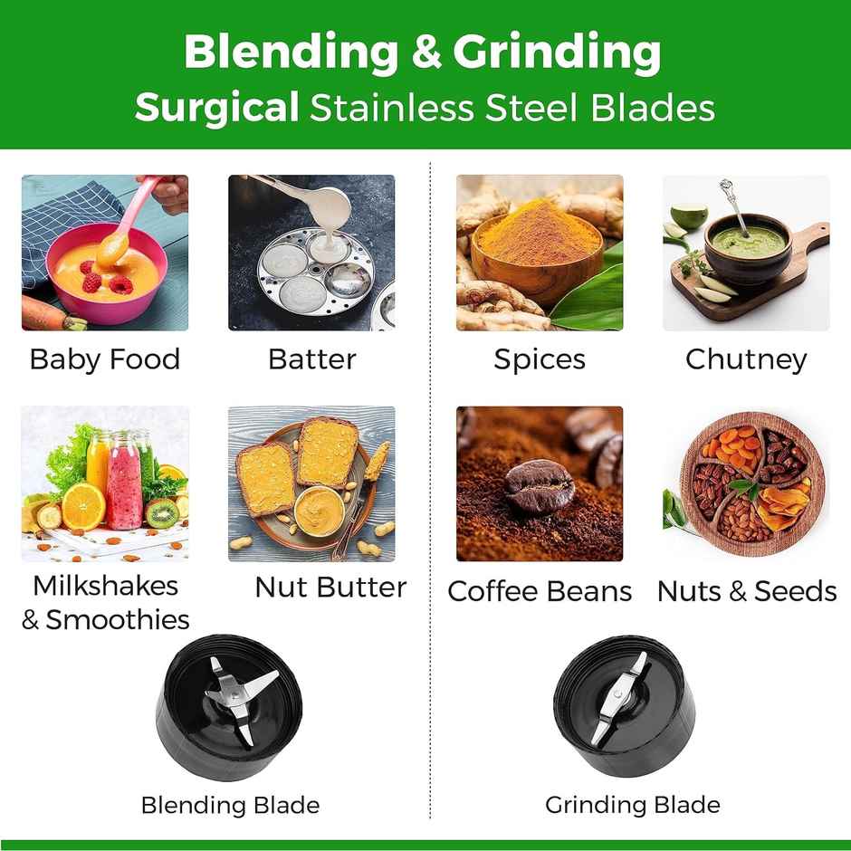 Balzano High Speed Nutri - PRO Bullet Mixer Grinder Blender | 500 W | 3 Jars & 2 Blades - Silver