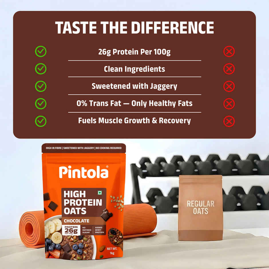 Pintola High Protein Oats Dark Chocolate With Almonds Raisin Pumpkin And Chia Seeds