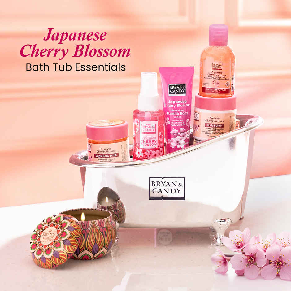 Bryan & Candy Japanese Cherry Blossom Bath Tub Essentials Gift Set