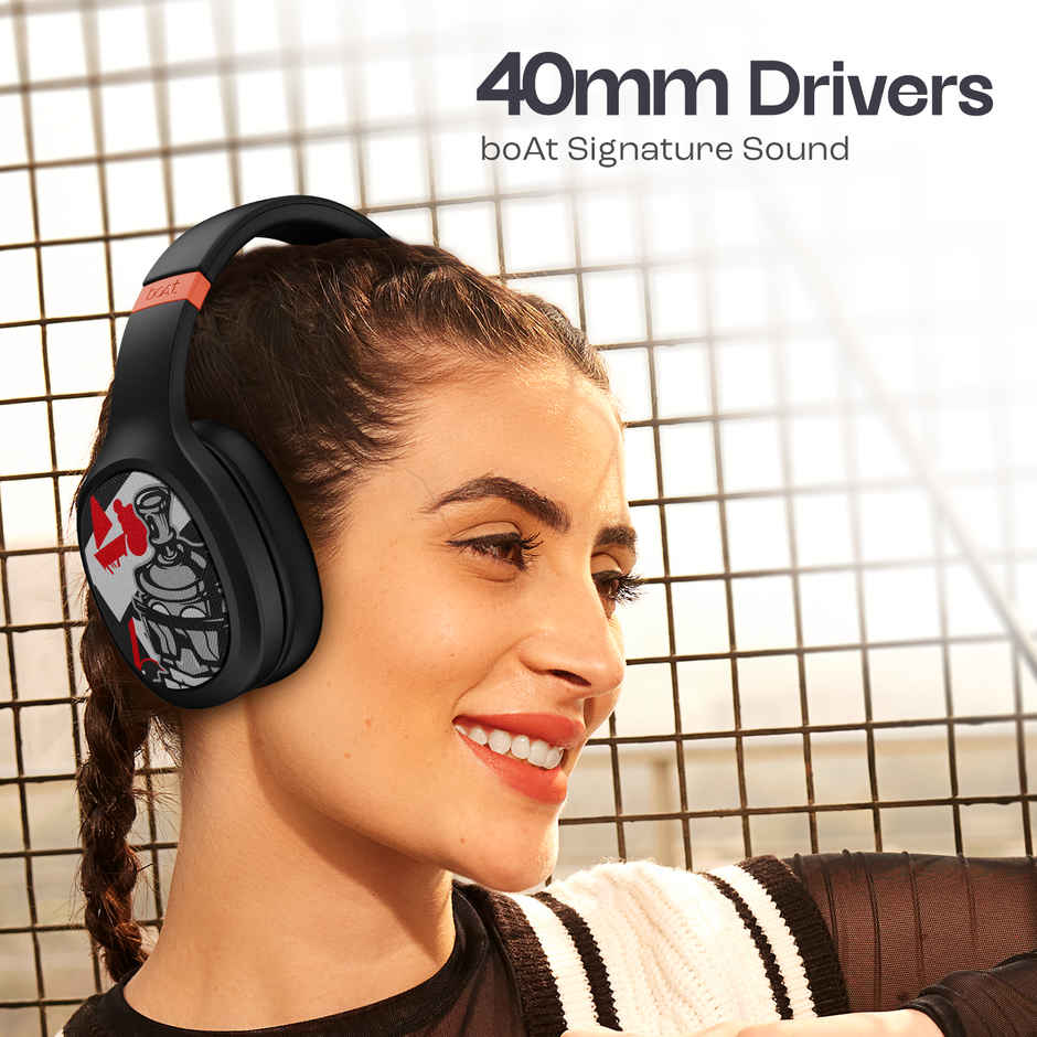 boAt Rockerz 460 Over Ear BT Headphones W/ 30H Playtime, 40Mm Drivers (Graffiti Groove)