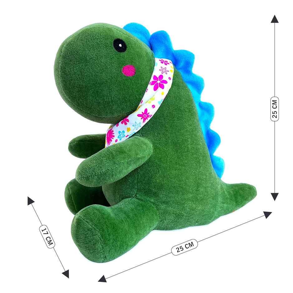 Webby Plush Cute Sitting Dinosaur Stuffed Soft Toys for Kids | 25 cm | Green