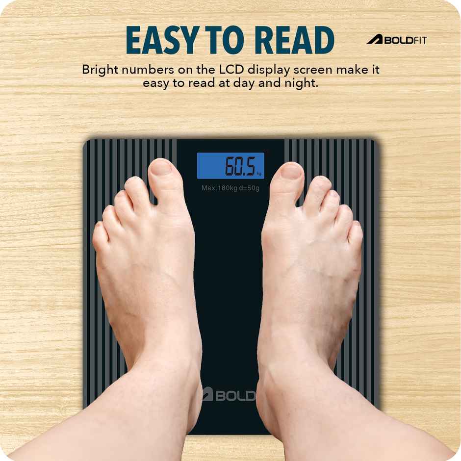 Boldfit Weight Machine for Body Weight Weighing | Digital Large LCD Display - Black | Nexus