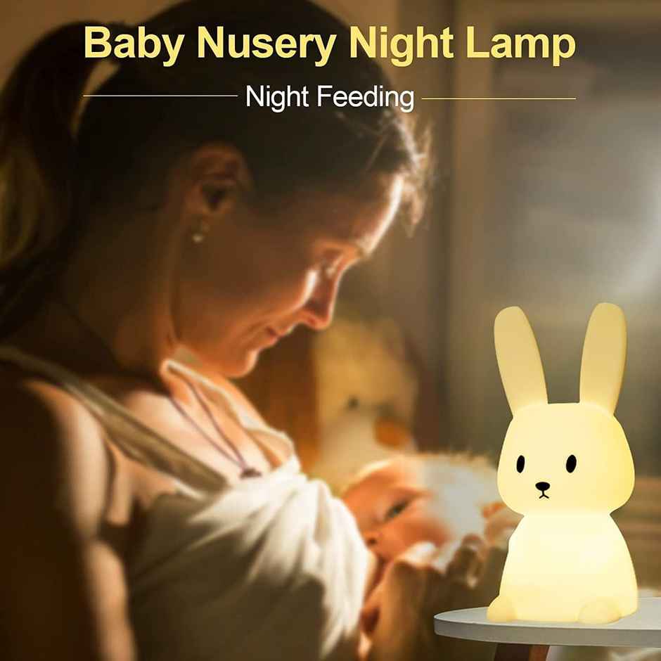 Hashwow Big Bunny Night Lamp Rechargeable Silicone Night Light For Kids