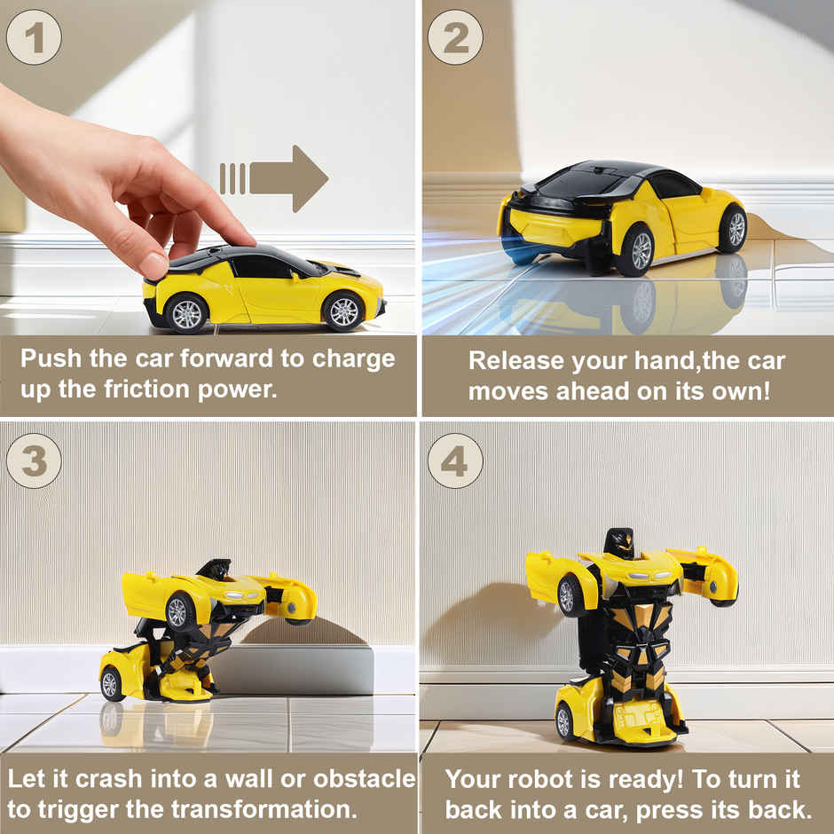 Race N Roll Deforming Friction Car Bm Yellow