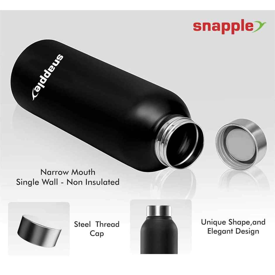 Snapple Stainless Steel Mist Single Wall Fridge Bottle | Black | 1 L