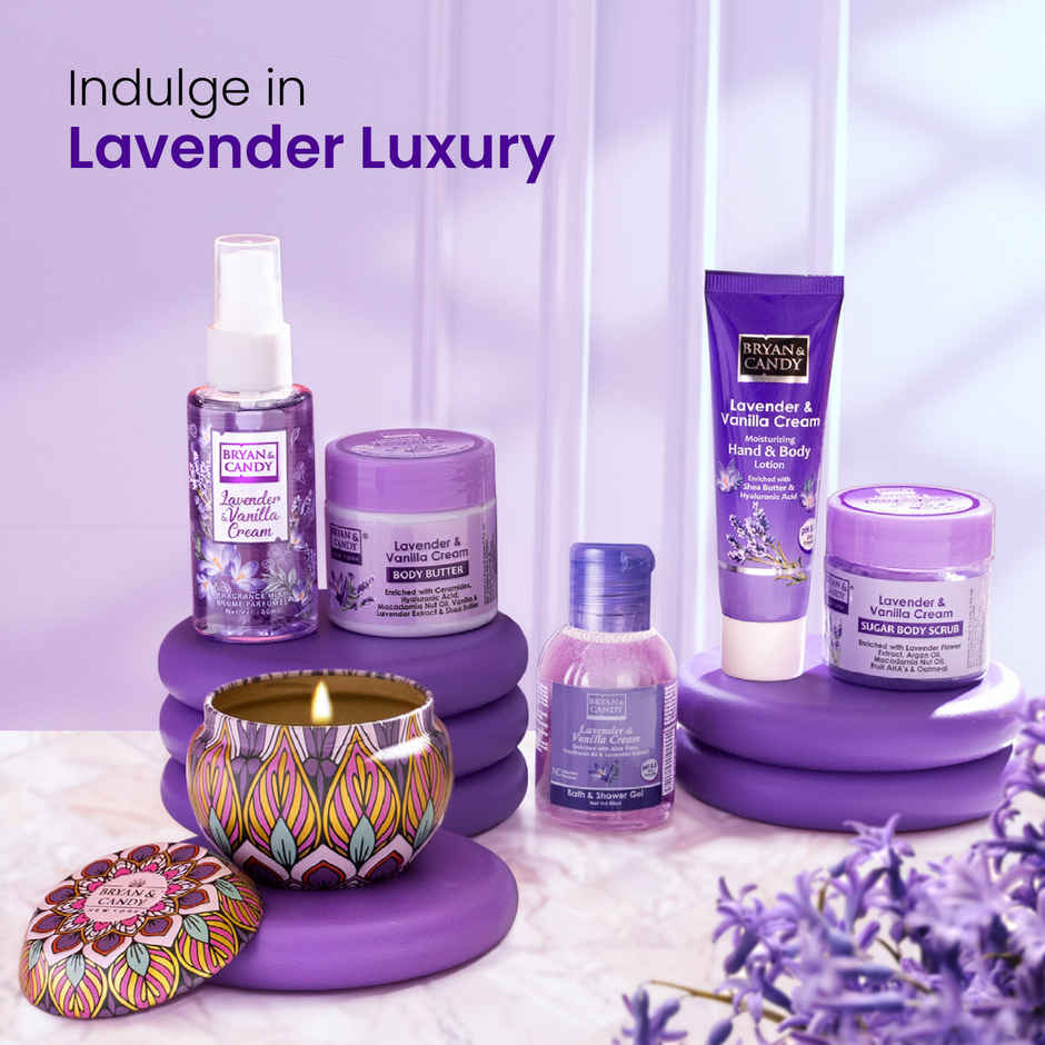 Bryan & Candy Lavender & Vanilla Cream Bath Tub Essentials Gift Set