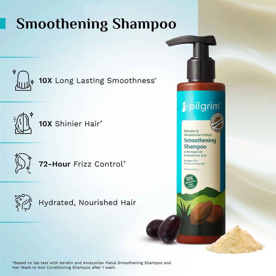 Pilgrim Keratin & Amazonian Patua Smoothening Shampoo for Smooth, Frizzy & Shinier Hair