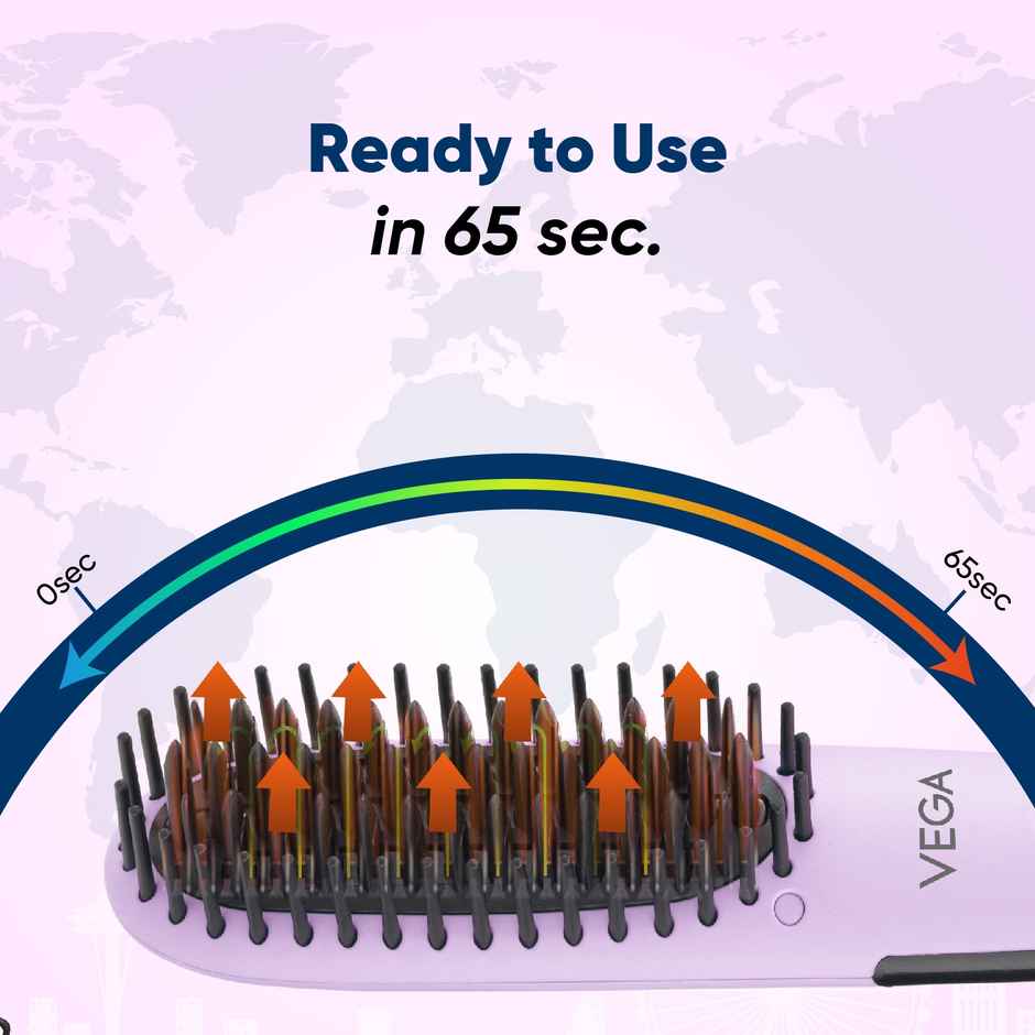 Vega Mini Hair Straightener Brush-Natural Straight in Few Min for Women 2 Heat Settings, (VHSB-05)
