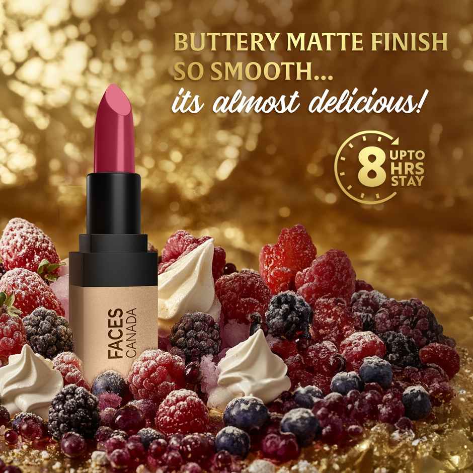 Faces Canada Comfy Matte Velvet Touch Lipstick - Acai Parfait 12, 4.2 g | 8Hr Stay | Intense Color
