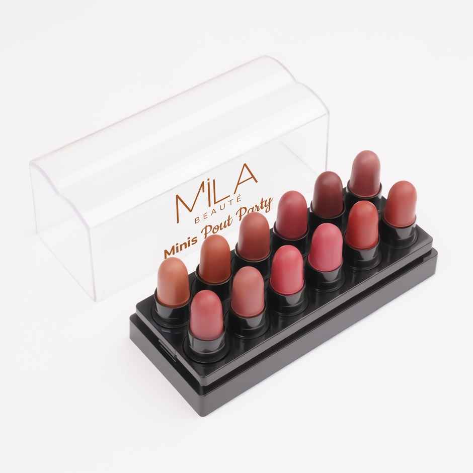 Mila Beaute 12 Creamy Matte Mini Lipstick Kit | Lip Hydrating & Long Lasting | Shade - C