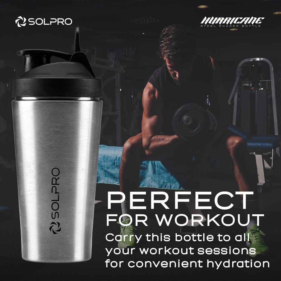 Solpro Hurricane Stainless Steel Shaker Bottle | Gym Shaker | 950 ml