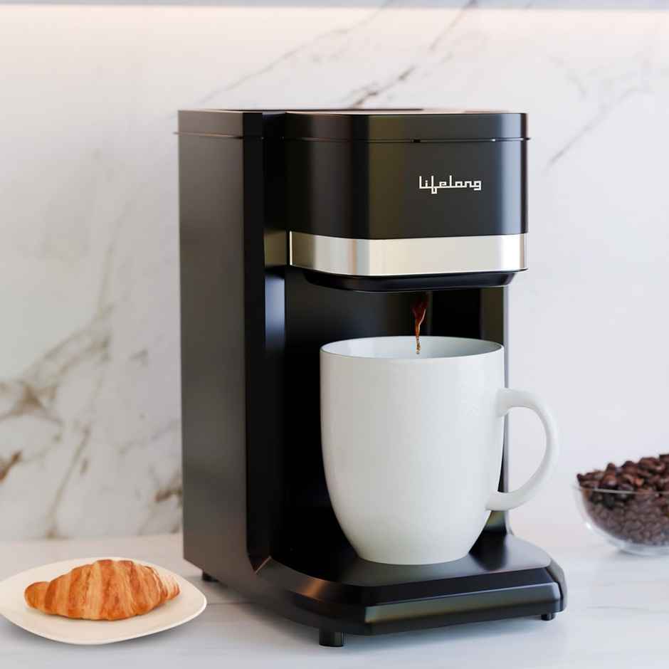Lifelong Single Cup Coffee Maker-350W Rapid Coffee Brewer -Coffee Machine for Home (Black,LLCMK910)