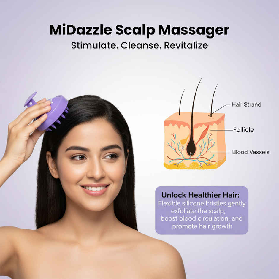 Midazzle Scalp Massager Shampoo Hair Brush/Comb (MIHA6315) Assorted