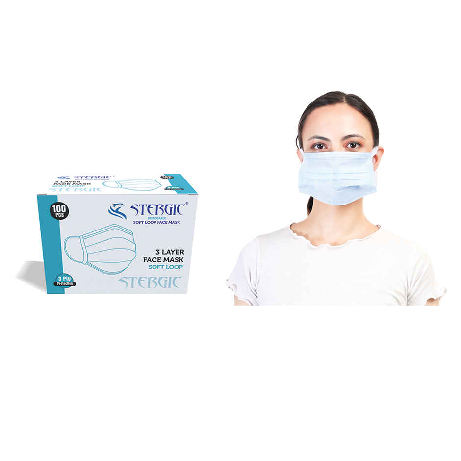 Stergic Softloop 3 Ply Disposable Face Mask Soft And Breathable Non-Woven Fabric With Earloop