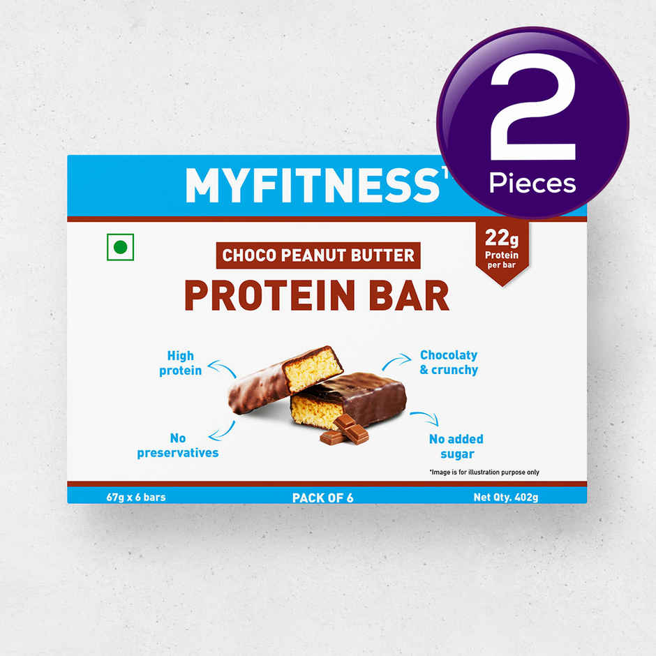 Myfitness Chocolate Peanut Butter Protein Bar Mono Carton, Pack of 6 Combo