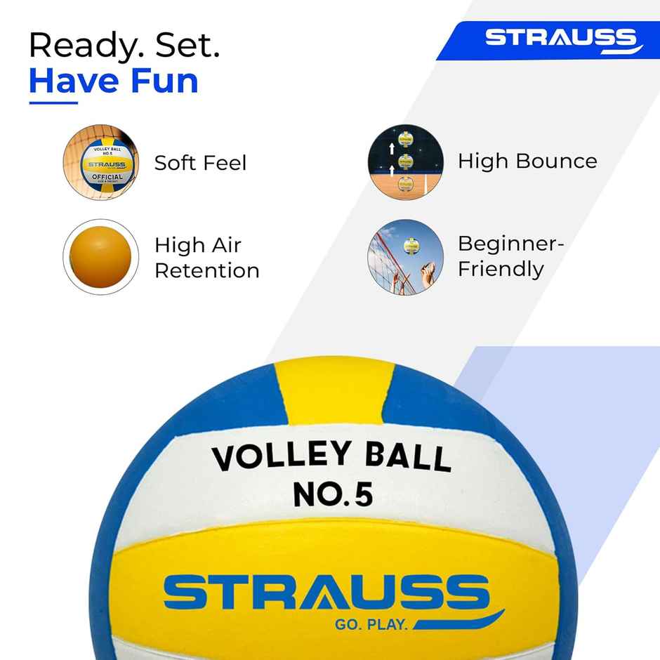 Strauss Official Volleyball, Size 5, Blue & White