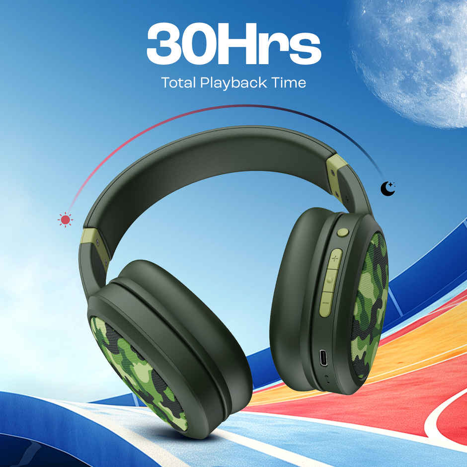 boAt Rockerz 460 Over Ear BT Headphones W/ 30H Playtime, 40Mm Drivers, Signature Sound(Army Green)
