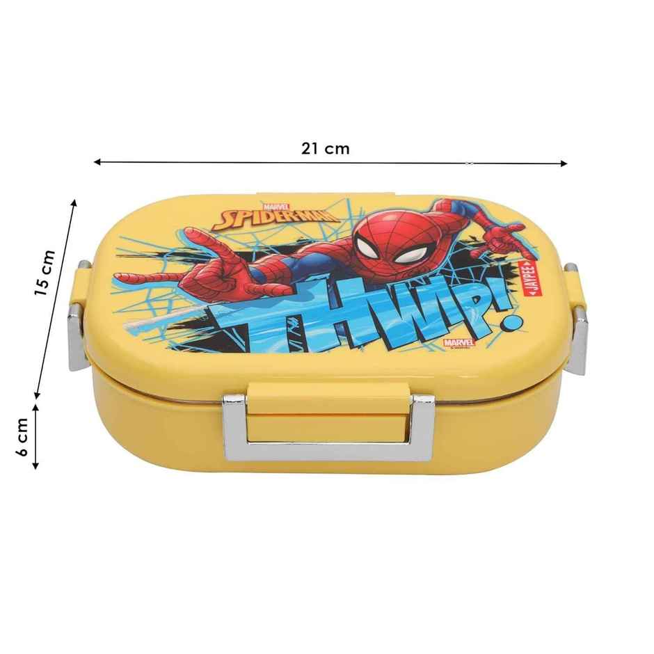 Jaypee Topsteel Stainless Steel Insulated Lunch Box for School Kids, Spiderman Print Yellow, 600ml