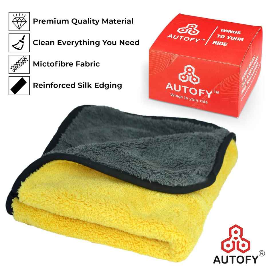 Autofy Multipurpose Microfiber Car Cleaning Cloth (Pak of 2) - Multicolour | 800 GSM | 40 cm x 40 cm