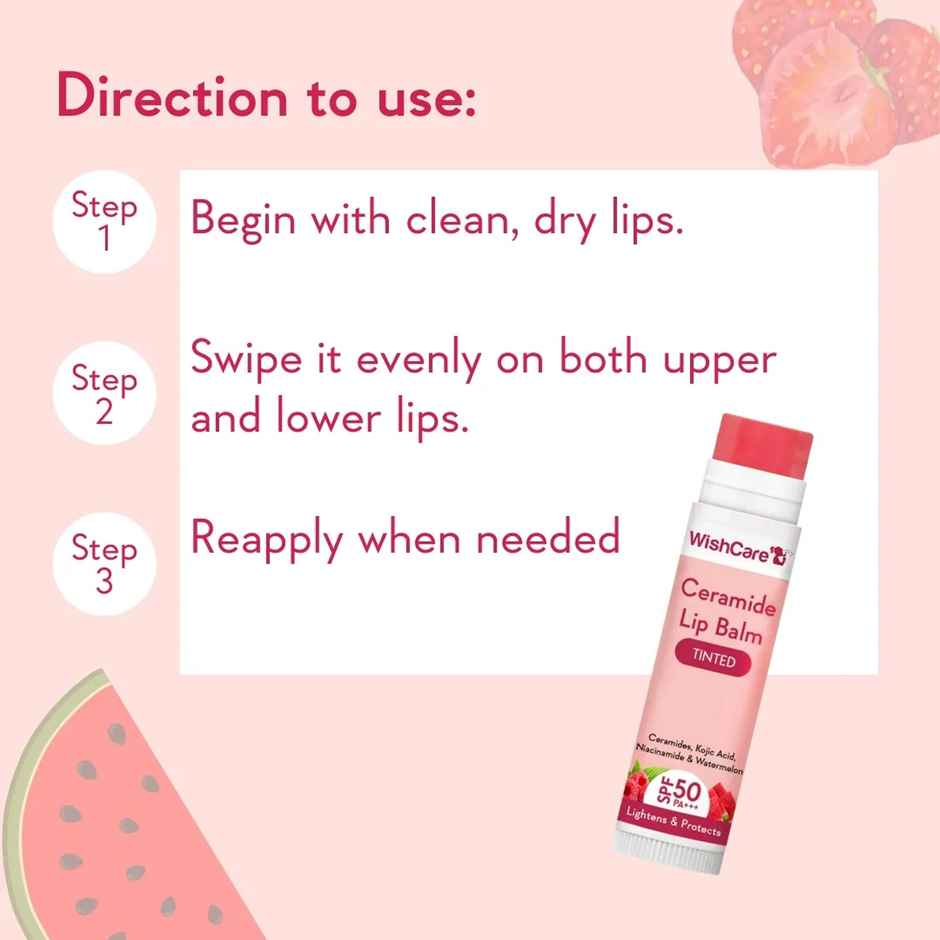 Wishcare Tinted Ceramide Lip Balm With SPF 50 PA+++ - Kojic Acid & Niacinamide