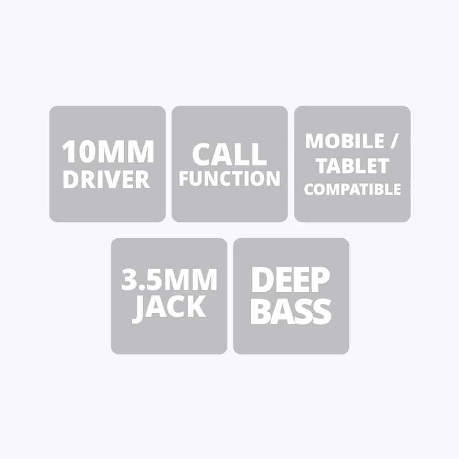 Zebronics Bro in Ear Wired Earphones with Mic, 3.5mm Audio Jack, 10mm Drivers, Phone/Tablet Compatible - Black & Gold