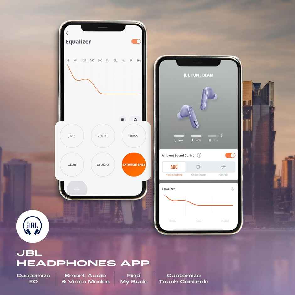 JBL Tune Beam In Ear Wireless Tws Earbuds With Mic, Anc Earbuds(Purple)