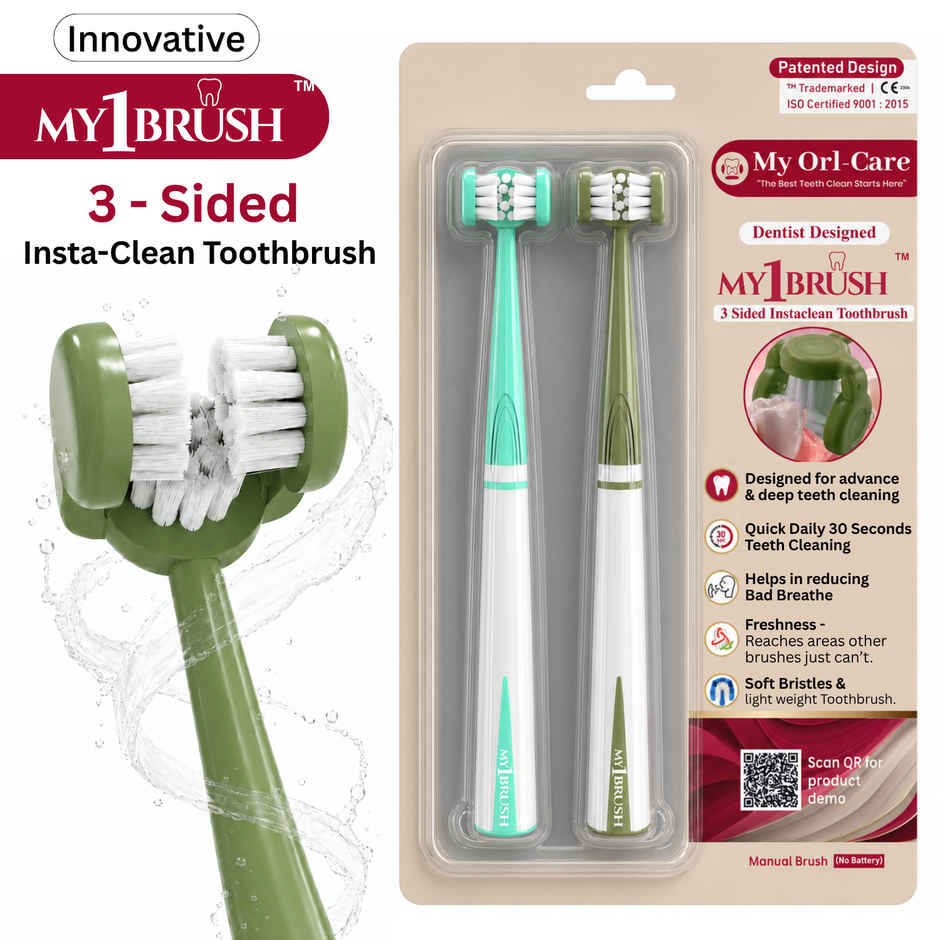 My Orl-Care My1Brush - Couple Pack | 3-Sided Manual Soft Bristle Toothbrush