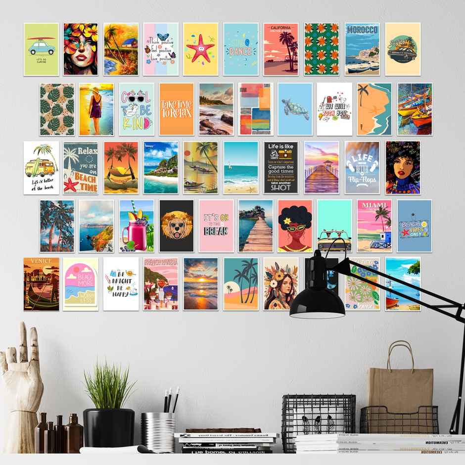 Paper Plane Design Aesthetic Wall Posters Collage 50 Pieces (4 Inch X 6 Inch) D5