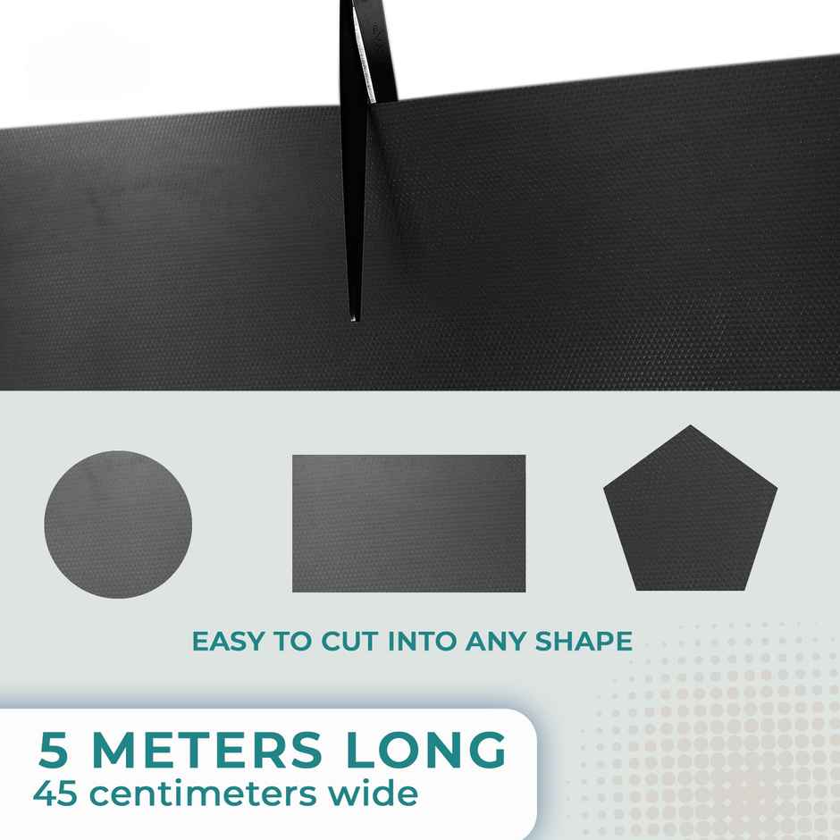 Senego Anti Slip Mat 5m, Shelf Liner Mat for Kitchen/Cupboard/Drawers/Bathroom (45 cm x 5 m), Black