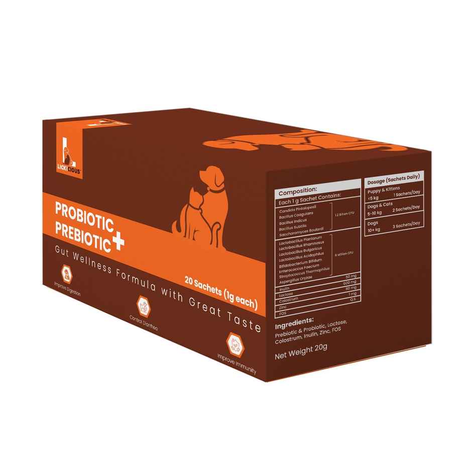 LICKICIOUS Pre and Probiotics Sachets - Gut Health & Digestion for Dogs & Cats