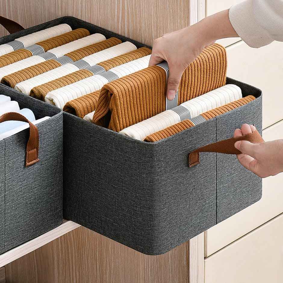 Zedak Non-woven Foldable Cloth Organizer | Grey