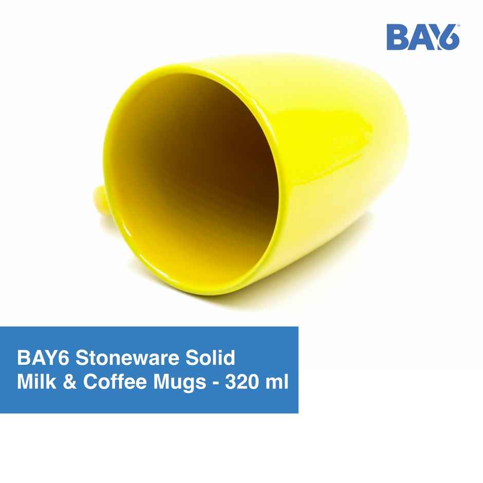 BAY6 Stoneware Solid Milk & Coffee Mugs - Yellow - 320 ml