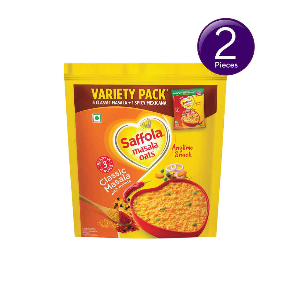 Saffola Masala Oats Variety Pack With Classic Masala & Spicy Mexicana Tasty | Evening SnacK Combo