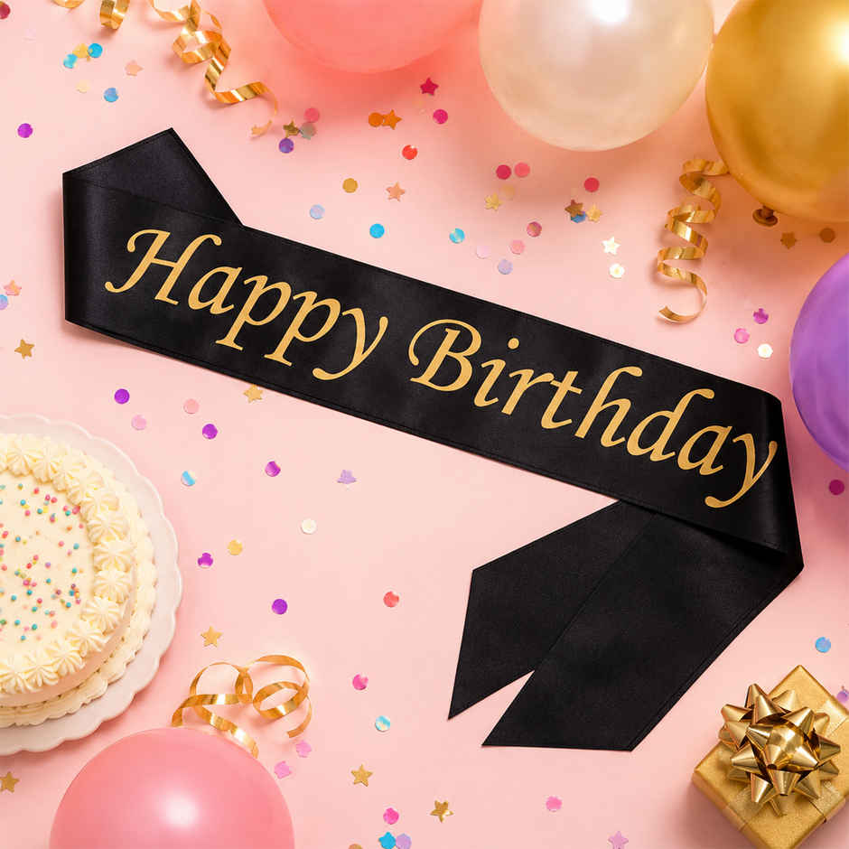 Happy Birthday Black Satin Sash | Party Propz