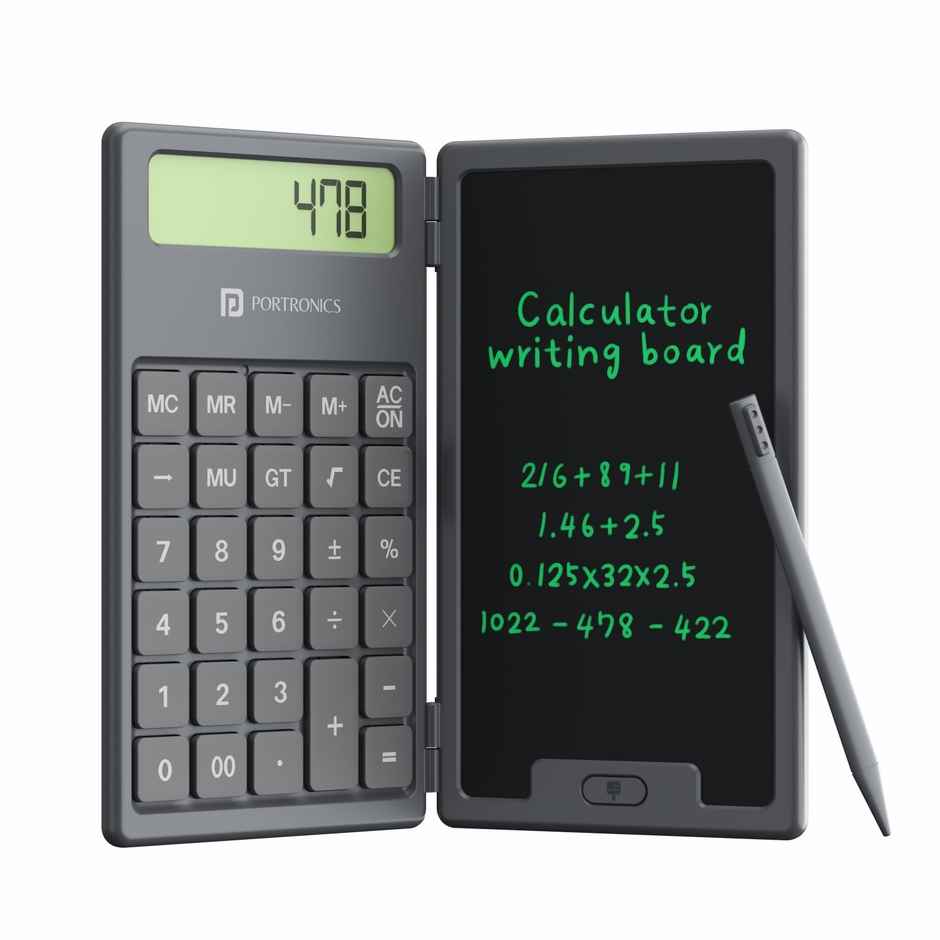 Portronics Ruffpad Calc 2 In 1 Lcd Writing Pad With 6.5 Inches Digital Calculator
