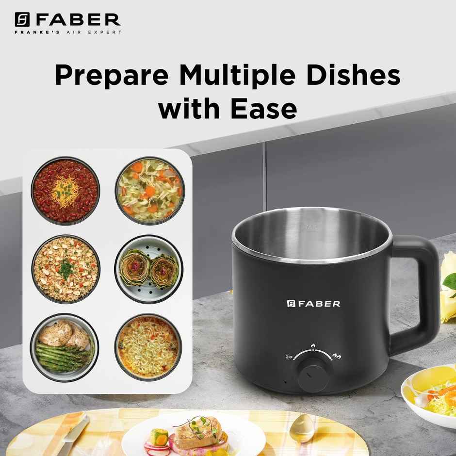 Faber 600W 1.6 liter Multi Cooker | Cool Touch Handle & Temperature Control Knob | 1Y Warranty
