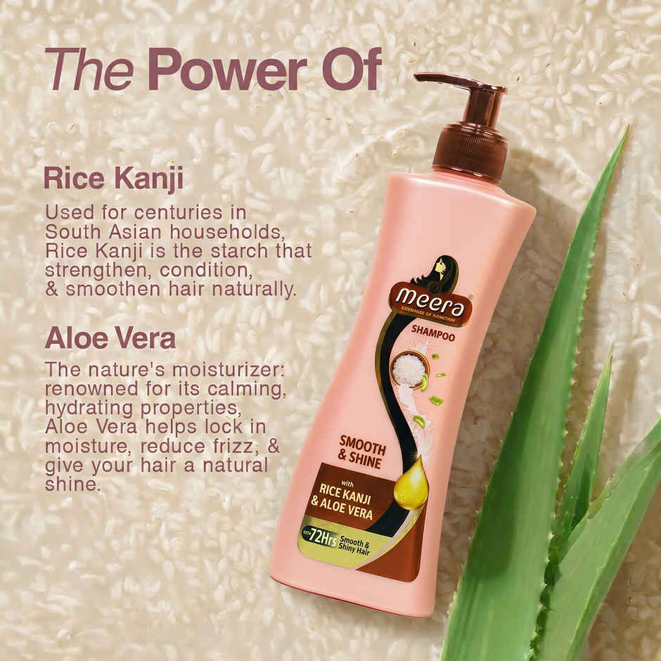 Meera Smooth & Shine Shampoo, Rice Kanji & Aloe Vera, 72H Smooth Hair