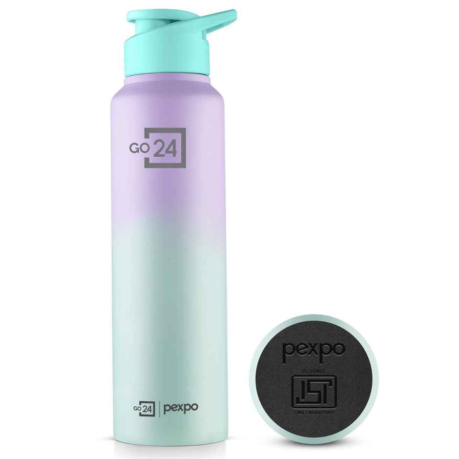 Pexpo Craft Pro Stainless Steel Sports | Fridge Water Bottle with Sipper Cap | Purple & Green Ombre