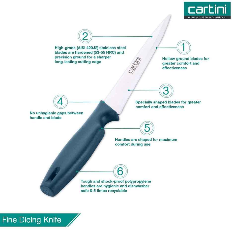 Godrej Cartini Premium Kitchen Stainless Steel Knives Set - Teal