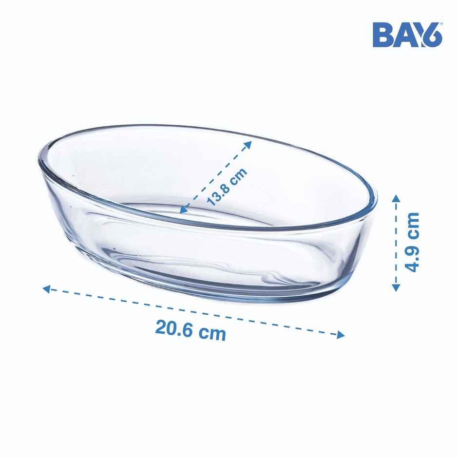 BAY6 Premium Imported Borosilicate Baking Dish Oval - 700 ml