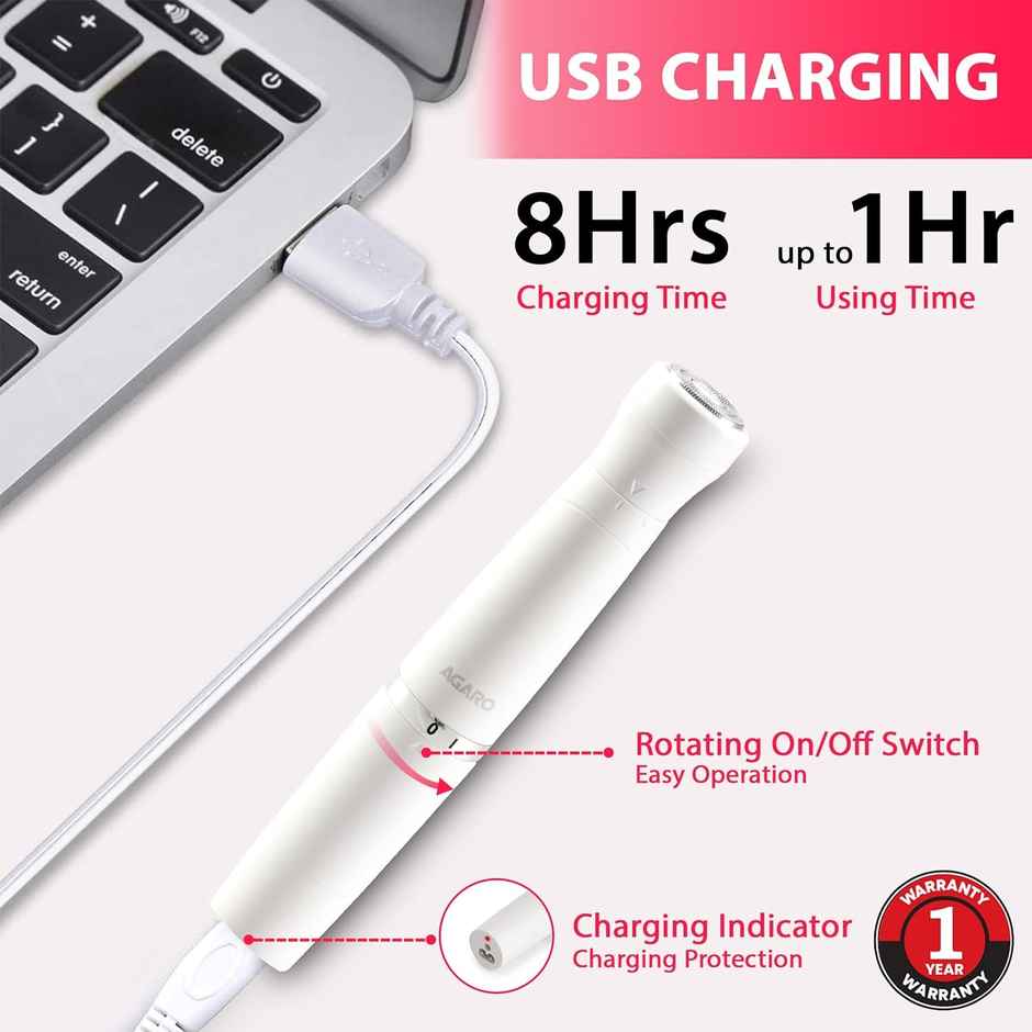 Agaro Rechargeable 3-In-1 Multi Trimmer For Women Hair Remover Face, Leg, Eyebrow