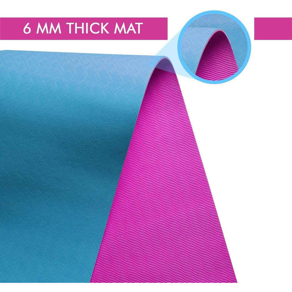 Boldfit Yoga Mat For Women And Men With Cover Bag Tpe Material Extra Thick 6Mm Green Pink