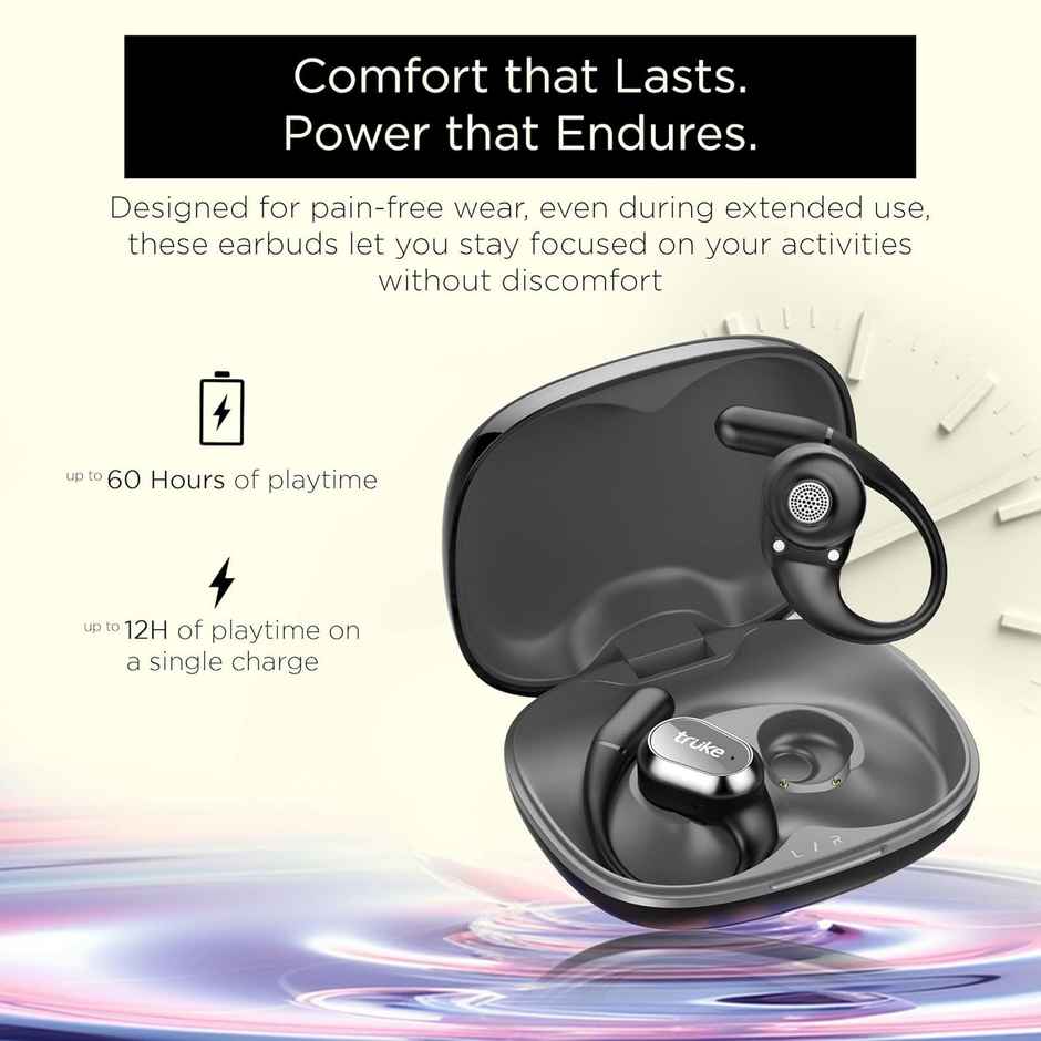truke Buds Liberty Truly Wireless Bluetooth OWS with SpatialAudio, 60H Battery - OnyxBlack