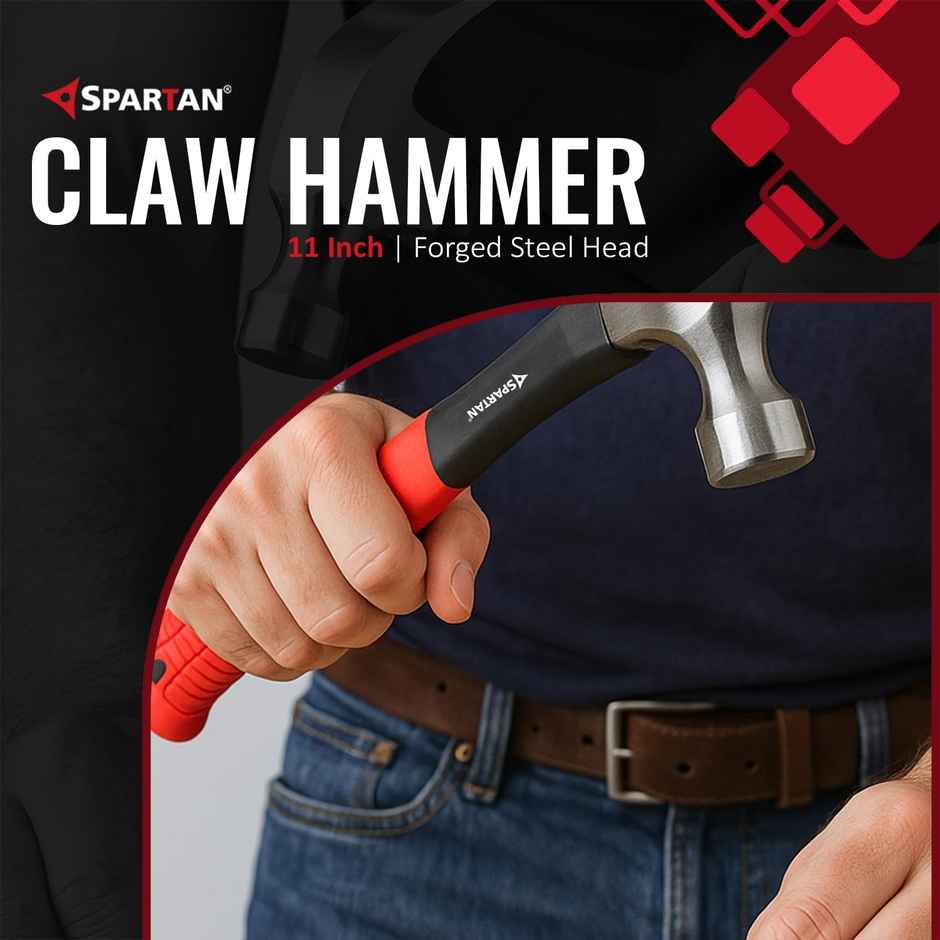 Spartan Heavy Duty Claw Hammer | Forged Steel Head | Fiberglass Anti Slip Handle
