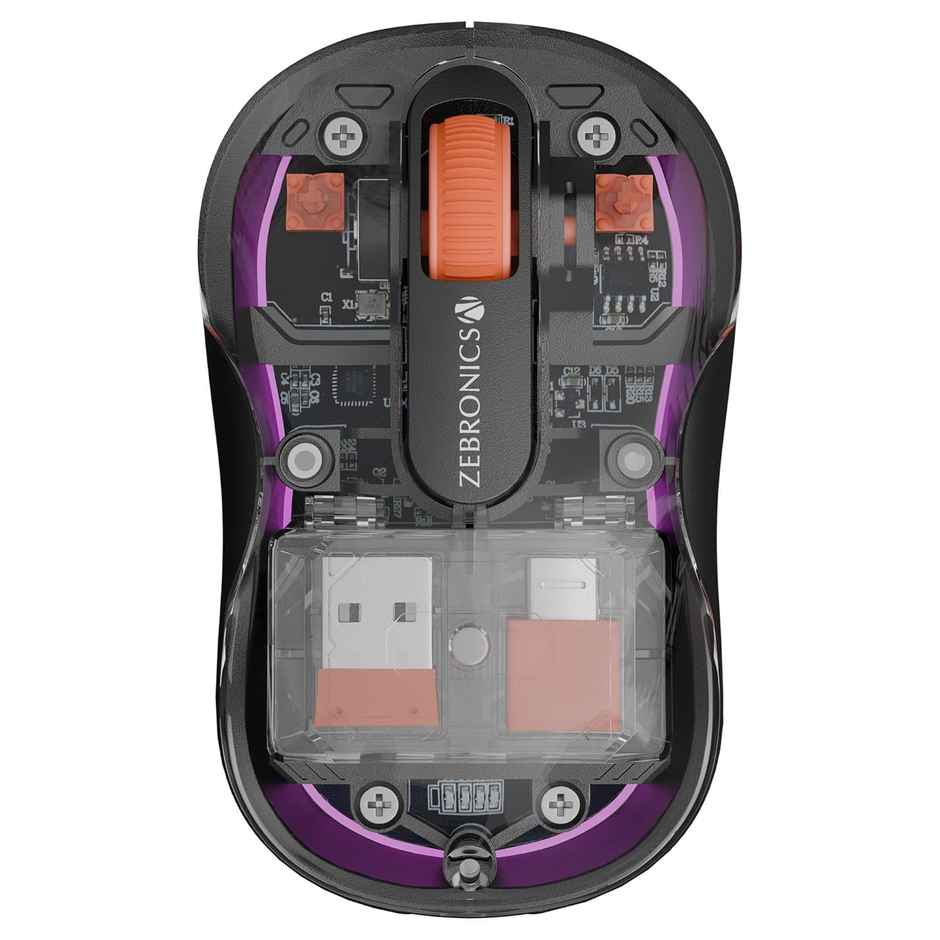 Zebronics Sheer Plus | Wireless Mouse | Dual Mode | 2.4GHz + BT Dual Dongle | Upto 3200 | Black