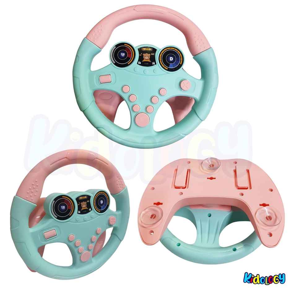 Kidology Musical Toys Kids Steering Wheel Toy for Backseat with Car Key Pretend Driving Simulated